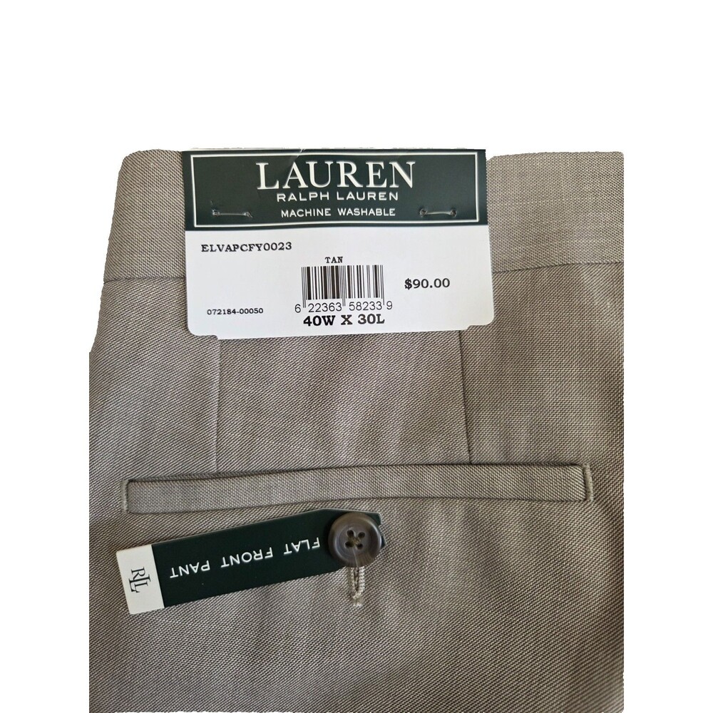 Lauren Ralph Lauren Mens Classic Fit Suit Trousers Dress Pants 40Wx30L Tan